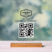 QR-code en zakelijke Logo gratis WiFi Acryl Bord (Neutraal)