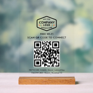 QR-code en zakelijke Logo gratis WiFi Acryl Bord