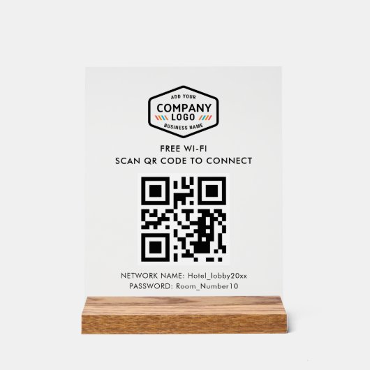 QR-code en zakelijke Logo gratis WiFi Acryl Bord (Voorkant)