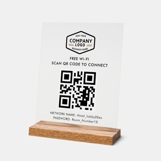 QR-code en zakelijke Logo gratis WiFi Acryl Bord (Hoek)
