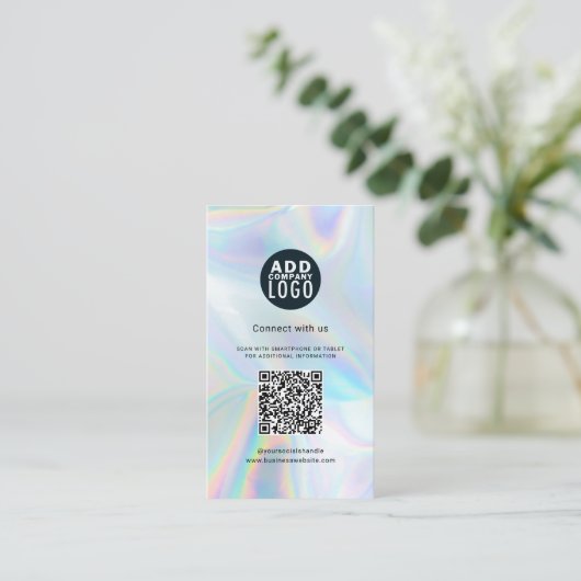 QR-code en zakelijke Logo holografische elegant Visitekaartje (Staand voorkant)