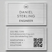 QR Code Engineer Brushed Silver Monogram Visitekaartje