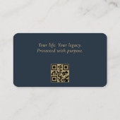 QR Code Estate Planning Attorney Navy Blue Gold  Visitekaartje (Achterkant)
