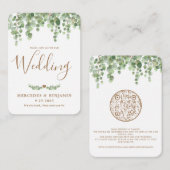 QR-code Eucalyptus Botanische bruiloft Uitnodiging Informatiekaartje (Voorkant / Achterkant)