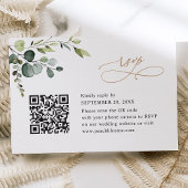 Qr Code Eucalyptus Greenery Gold Wedding RSVP Kaartje