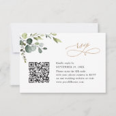 Qr Code Eucalyptus Greenery Gold Wedding RSVP Kaartje (Voorkant)