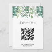 QR Code Eucalyptus Greenery Weddenschap Kaart (Voorkant)