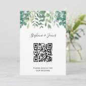 QR Code Eucalyptus Greenery Weddenschap Kaart (Staand voorkant)
