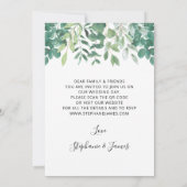 QR Code Eucalyptus Greenery Weddenschap Kaart (Achterkant)