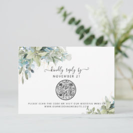 QR-code Eucalyptus Greenery Wedding RSVP
