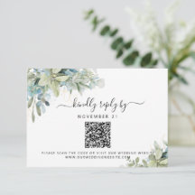 QR-code Eucalyptus Greenery Wedding RSVP