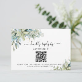 QR-code Eucalyptus Greenery Wedding RSVP