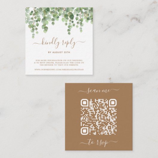 QR-code Eucalyptus Greenery Wedding Website RSVP Informatiekaartje (Voorkant / Achterkant)