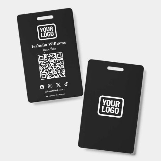 QR Code Event Badge | Digital Black Budget ID Card (Voor- en achterkant)