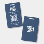 QR Code Event Badge | Digital Navy Budget ID Card (Voor- en achterkant)