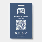QR Code Event Badge | Digitale Navy Budget ID Kaar (Voorzijde)