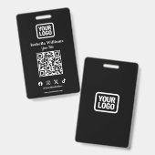 QR Code Event Badge | Digitale Zwarte Budget ID Ka (Voor- en achterkant)