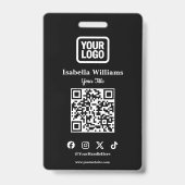 QR Code Event Badge | Digitale Zwarte Budget ID Ka (Voorzijde)