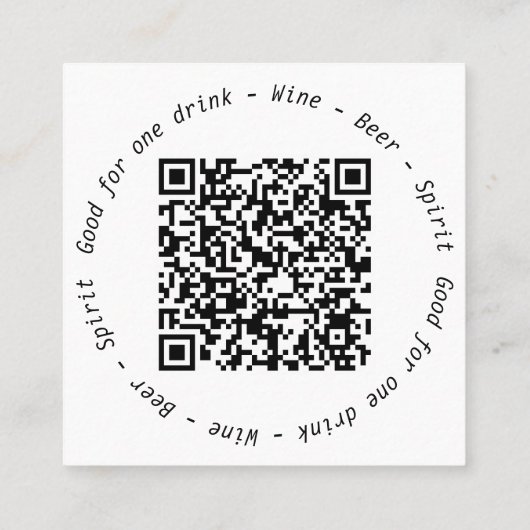 QR Code Event Cocktail Drink Voucher Vierkante Visitekaartje (Achterkant)