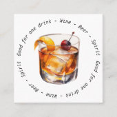 QR Code Event Cocktail Drink Voucher Vierkante Visitekaartje (Voorkant)