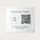 QR Code Event Seminar Party Logo Tekst Aangepast Wandkleed (Voorkant (horizontaal))