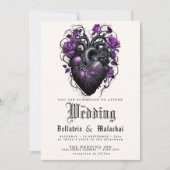 QR Code Excentrieke Zwarte Hart Paarse Rozen Kaart (Voorkant)