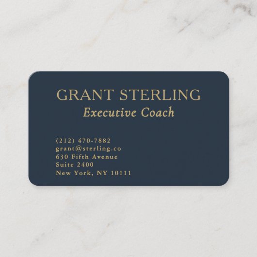 QR Code Executive Coach Navy Blue Gold  Visitekaartje (Voorkant)
