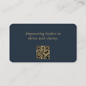 QR Code Executive Coach Navy Blue Goud Visitekaartje (Achterkant)