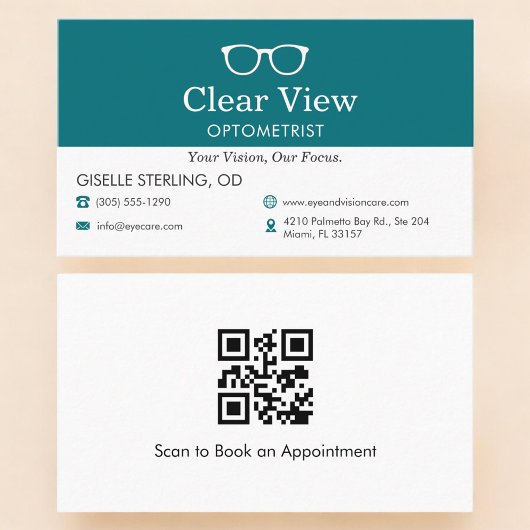 QR Code Eye Doctor Optometrist Office Glasses Icon Visitekaartje