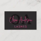 QR Code Eye Lashes Technician Hot Pink Black Visitekaartje (Voorkant)