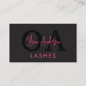 QR Code Eye Lashes Technician Hot Pink Black Visitekaartje (Voorkant)