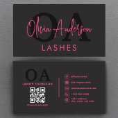 QR Code Eye Lashes Technician Hot Pink Black Visitekaartje