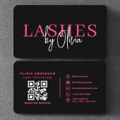 QR Code Eye Lashes Technician Hot Pink Black Visitekaartje