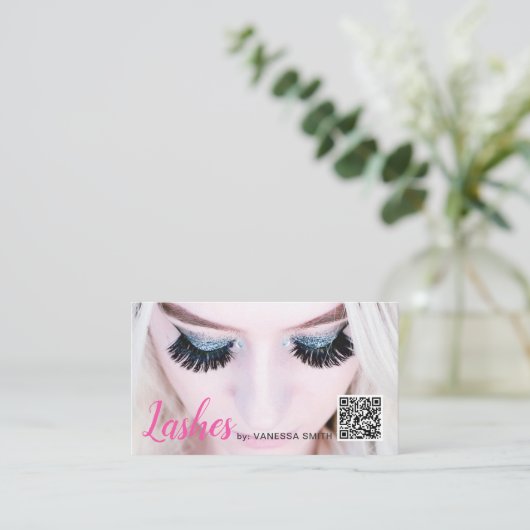 QR code eyelash extension Visitekaartje (Staand voorkant)