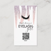 QR CODE Eyelash Girly Pink Glitter Driving Visitekaartje (Voorkant)
