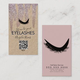 QR CODE Eyelashes Roze Glitter Dripping Rustige B Visitekaartje