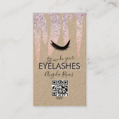 QR CODE Eyelashes Roze Glitter Dripping Rustige B Visitekaartje (Voorkant)