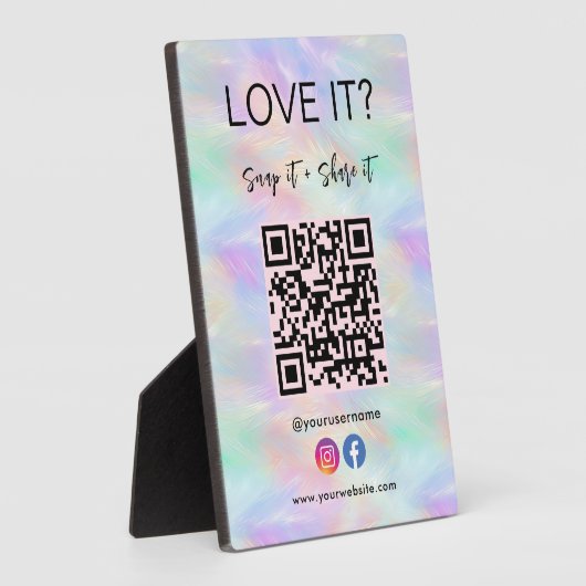 QR-code Facebook Instagram iriserend opaal stijlvo Fotoplaat (Zijkant)