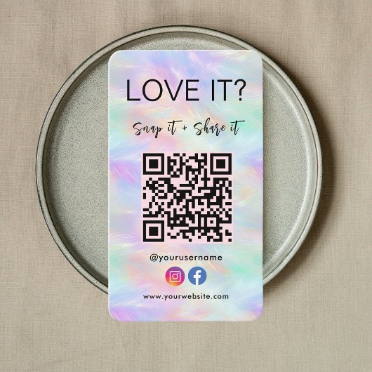 QR-code Facebook Instagram iriserend opaal stijlvo Visitekaartje