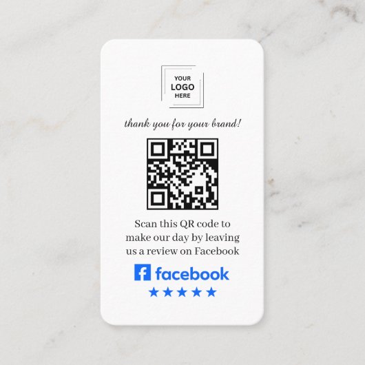 QR-code Facebook Review Klantfeedback Stijl Visitekaartje (Voorkant)