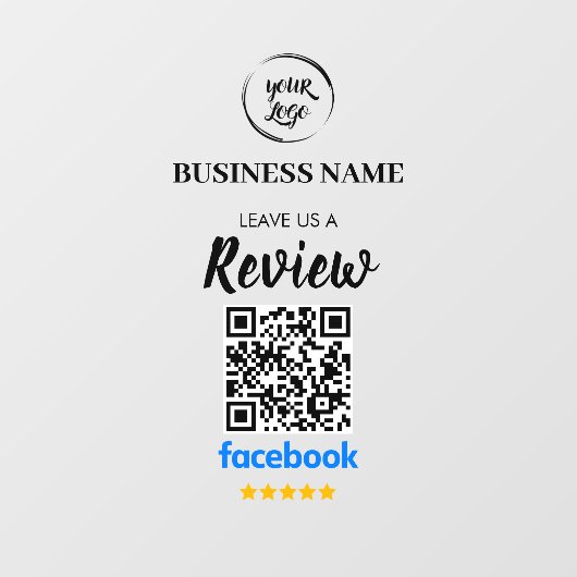 QR Code Facebook Reviewen Business Review Raamsticker (Vel)