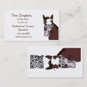 QR Code Farrier Trimmer Happy Horse Business Card Visitekaartje (Voorkant / Achterkant)