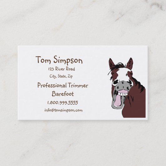 QR Code Farrier Trimmer Happy Horse Business Card Visitekaartje (Voorkant)