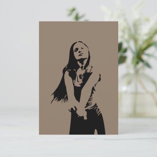 Qr Code Fashionable Black Danser Girl Silhouette Kaart (Staand voorkant)