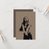 Qr Code Fashionable Black Danser Girl Silhouette Kaart (Voorkant / Achterkant in situ)