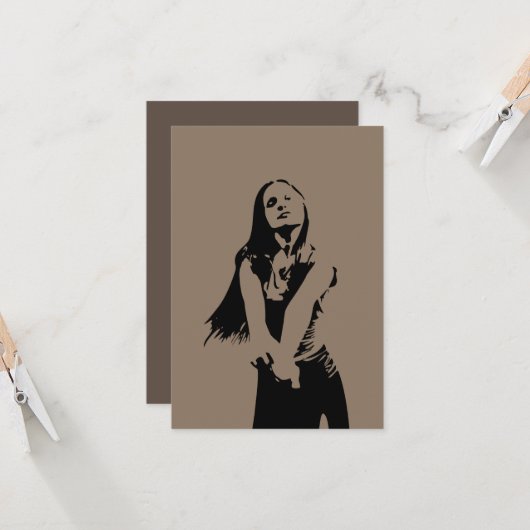 Qr Code Fashionable Black Danser Girl Silhouette Kaart (Voorkant / Achterkant in situ)