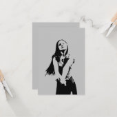 Qr Code Fashionable Black Danser Girl Silhouette Kaart (Voorkant / Achterkant in situ)