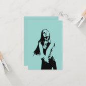 Qr Code Fashionable Black Danser Girl Silhouette Kaart (Voorkant / Achterkant in situ)