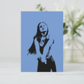 Qr Code Fashionable Black Danser Girl Silhouette Kaart (Staand voorkant)