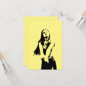 Qr Code Fashionable Black Danser Girl Silhouette Kaart (Voorkant / Achterkant in situ)